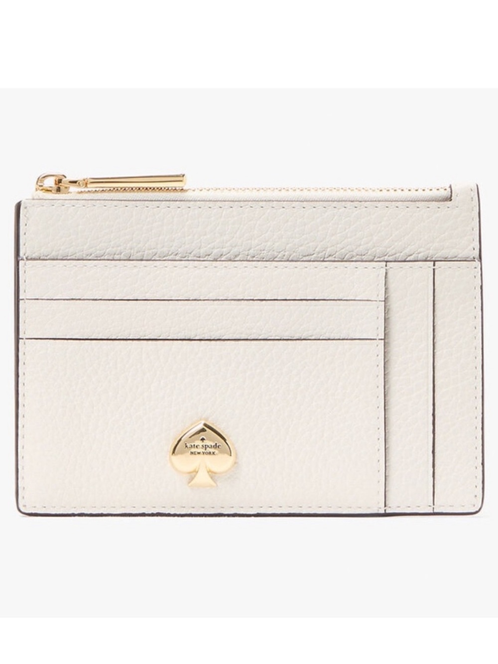 kate spade Kayla Large Slim Pebbled Leather Cardholder with Gold Spade Logo